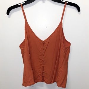 Orange button-down loose tank top